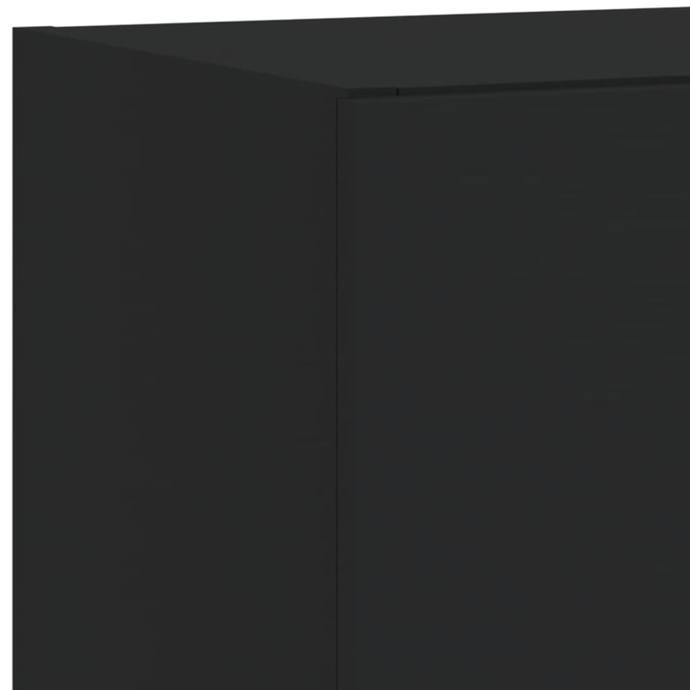 5-delige Tv-wandmeubelset met LED bewerkt hout zwart