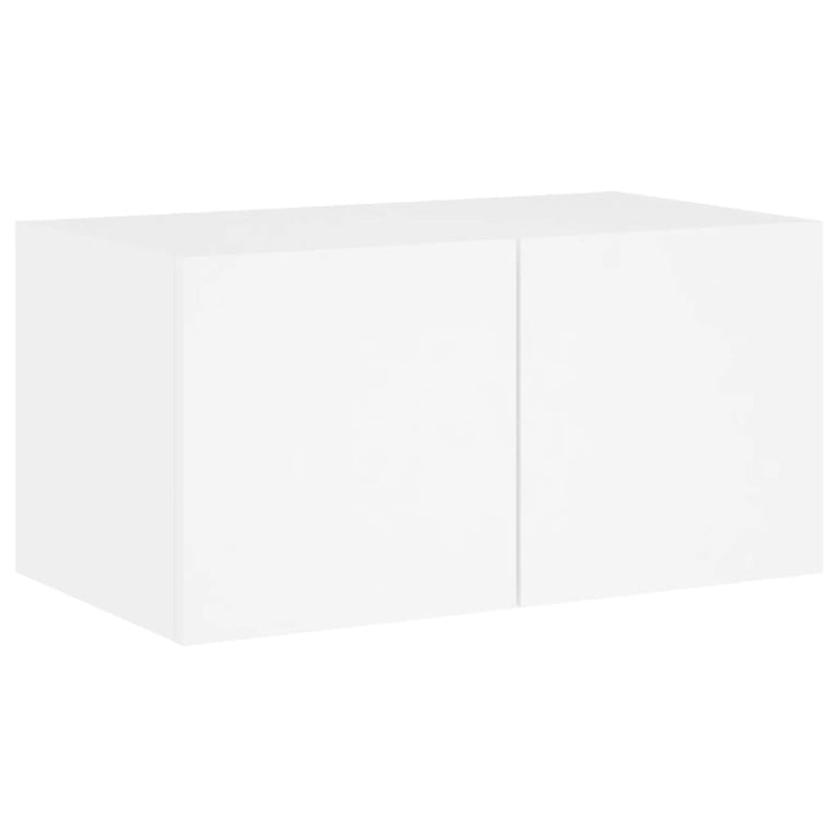 4-delige Tv-wandmeubelset met LED-verlichting bewerkt hout wit