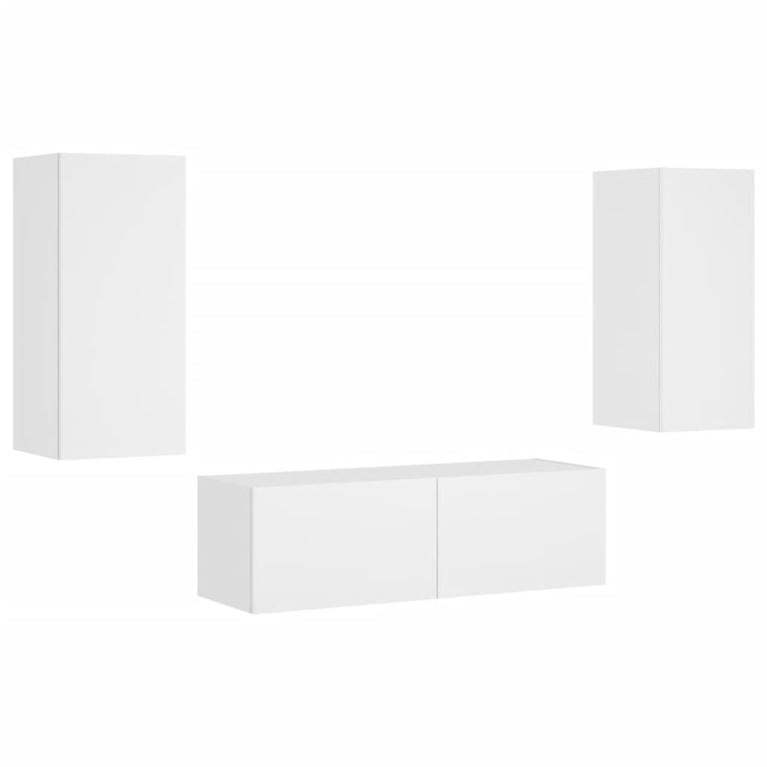 3-delige tv-wandmeubelset met LED-verlichting wit