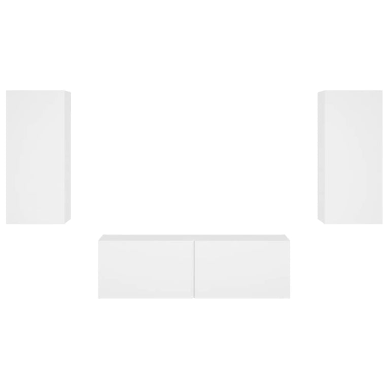 3-delige tv-wandmeubelset met LED-verlichting wit