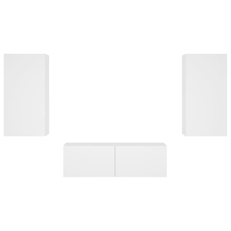 3-delige tv-wandmeubelset met LED-verlichting wit