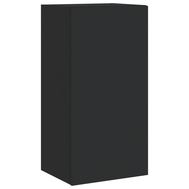 4-delige tv-wandmeubelset met LED-verlichting zwart
