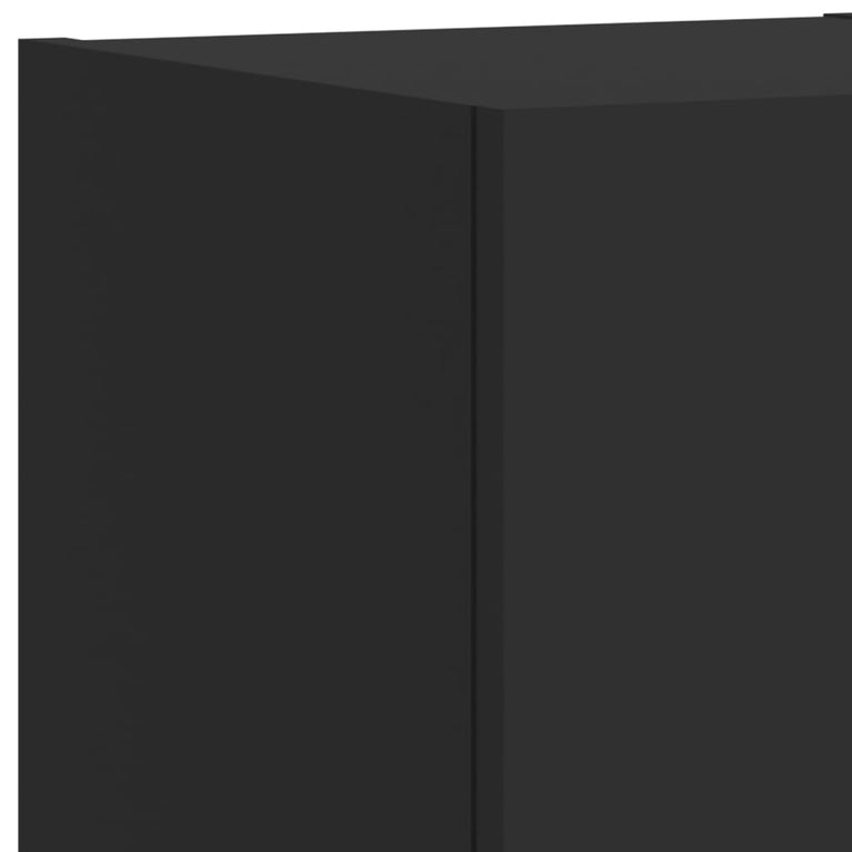 4-delige tv-wandmeubelset met LED-verlichting zwart