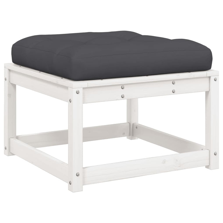 8-delige Loungeset met kussens massief grenenhout wit