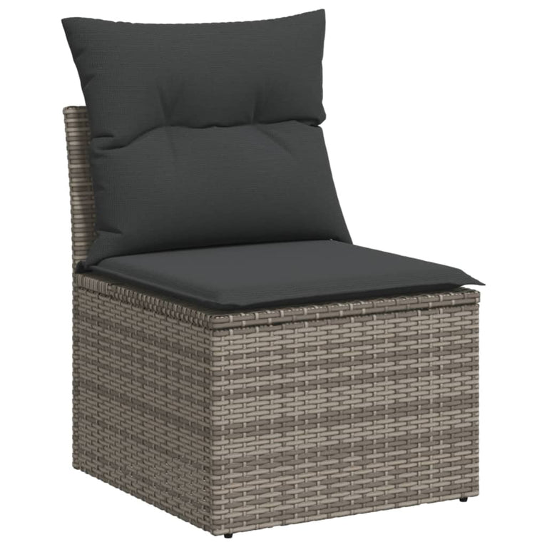 7-delige Loungeset met kussens poly rattan zwart