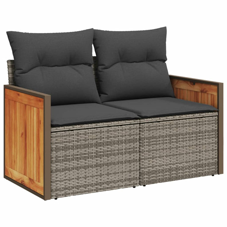 11-delige Loungeset met kussens poly rattan grijs