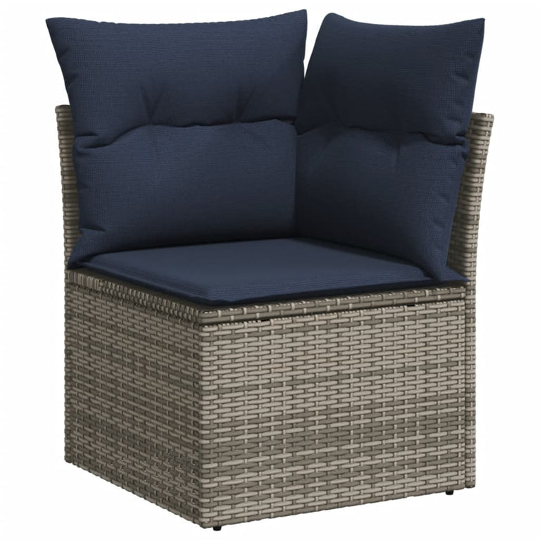 10-delige Loungeset met kussens poly rattan zwart