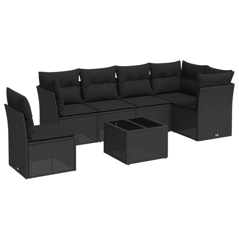6-delige Loungeset met kussens poly rattan bruin