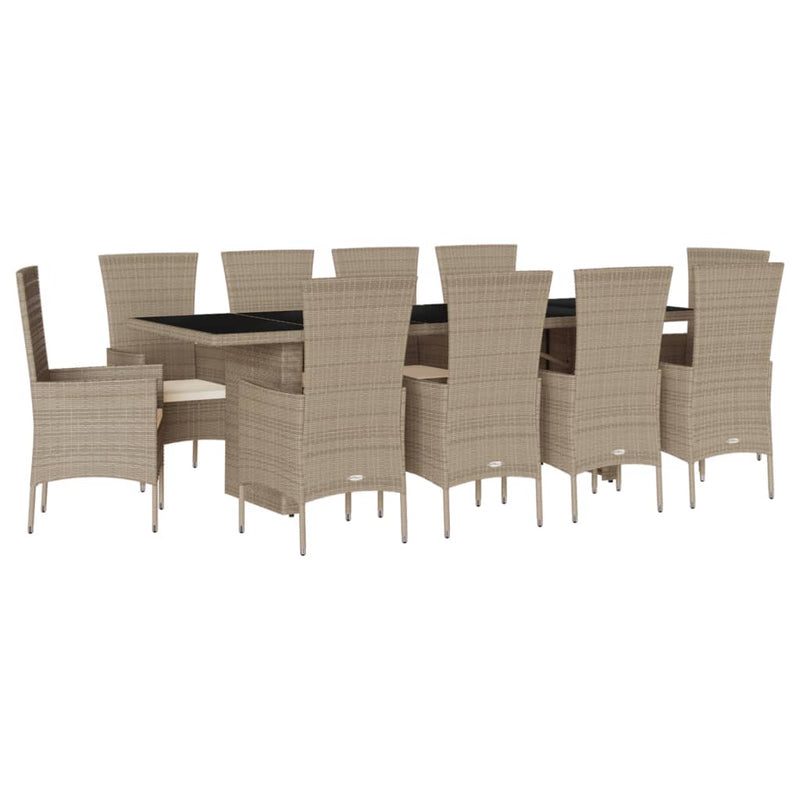 7-delige Tuinset met kussens poly rattan beige