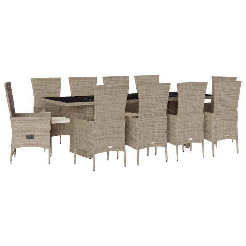 7-delige Tuinset met kussens poly rattan beige