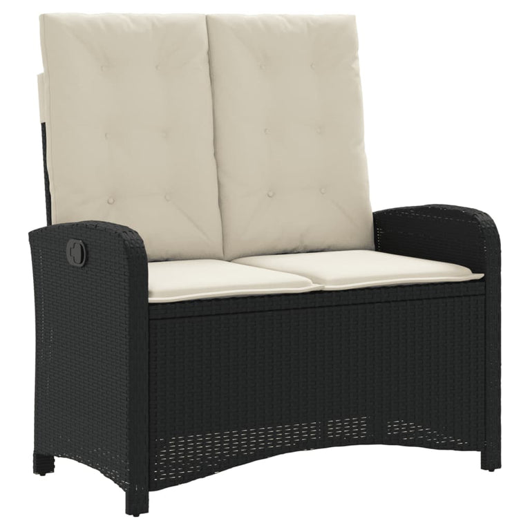 2-delige Tuinset met kussens poly rattan zwart