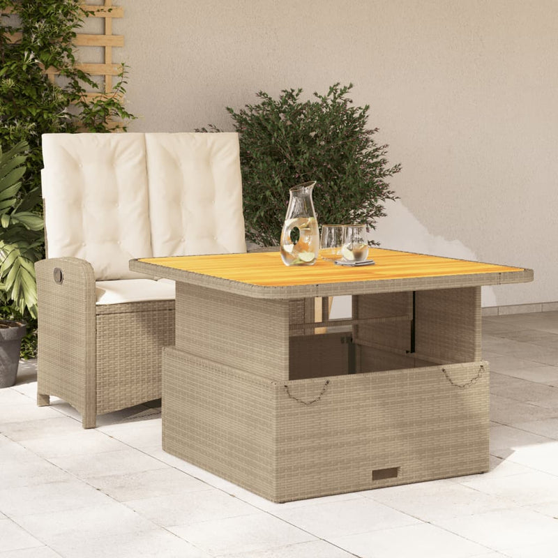 2-delige Tuinset met kussens poly rattan beige