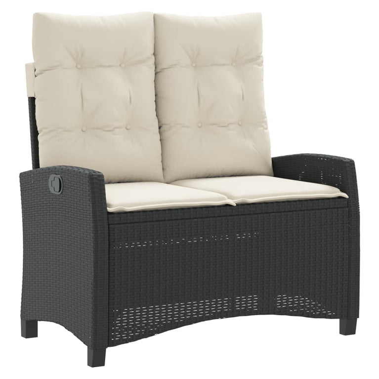 2-delige Tuinset met kussens poly rattan zwart