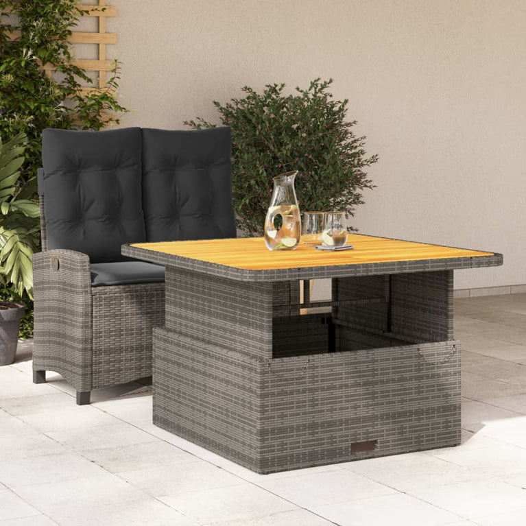 2-delige Tuinset met kussens poly rattan grijs