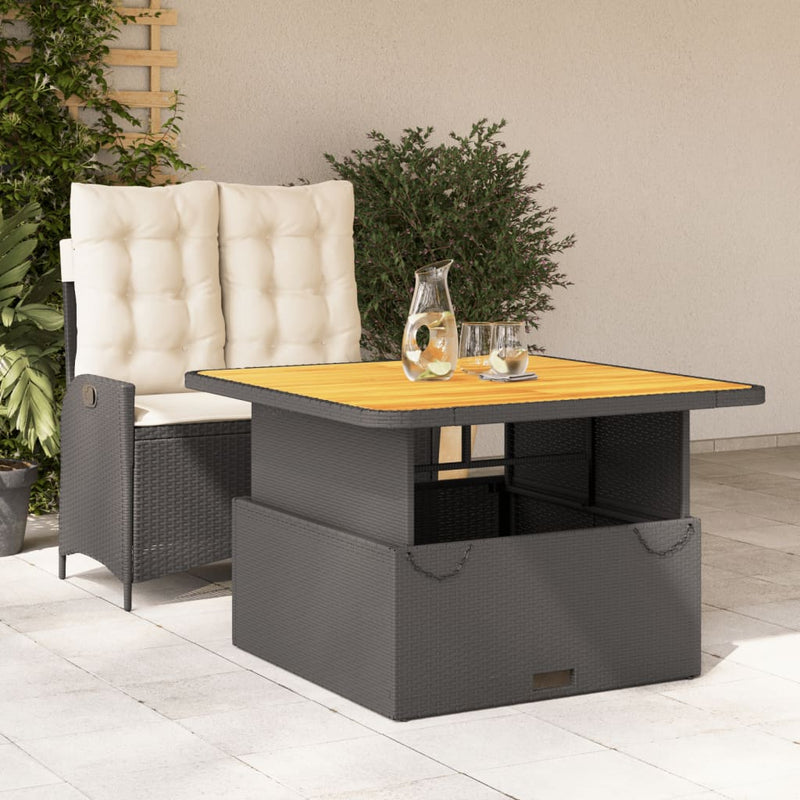 2-delige Tuinset met kussens poly rattan zwart