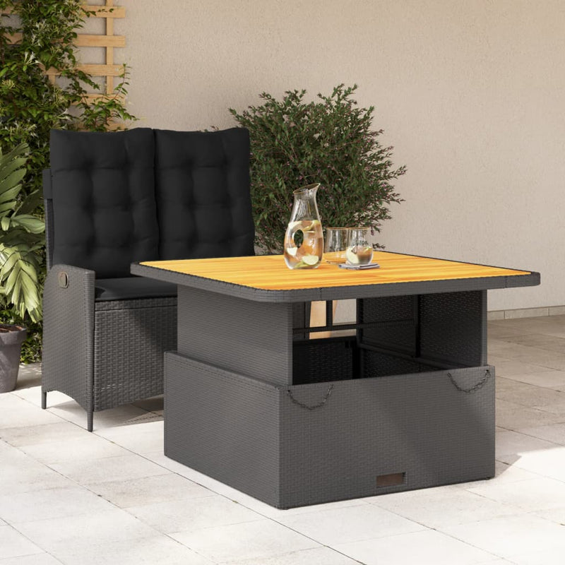2-delige Tuinset met kussens poly rattan zwart