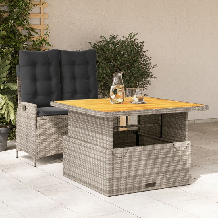 2-delige Tuinset met kussens poly rattan grijs